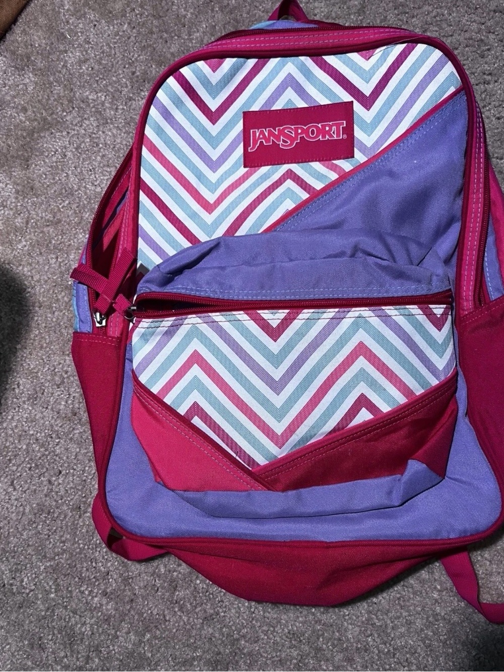 Jansport Chevron Backpack in Pink, Purple & Teal